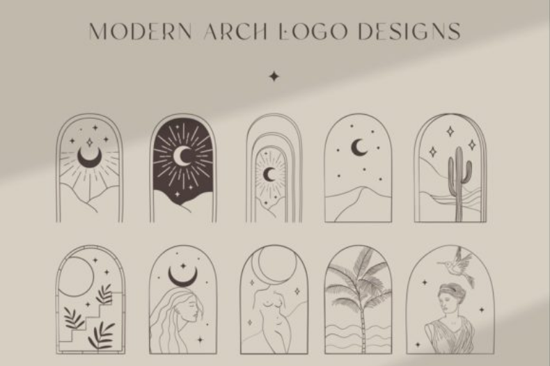 About Bohemian Modern Arch Logo Designs. Nude. Graphic