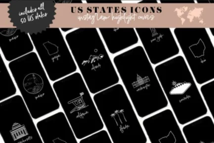 US States Instagram Highlight Covers | Unique & Custom Designs